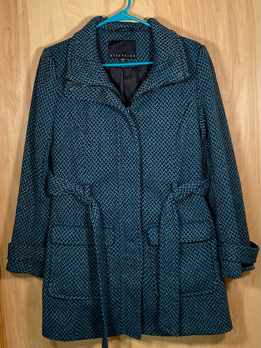 Attention Winter Coat Tweed Wool Mix Peacoat - EUC